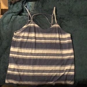 White & blue stappy tank top